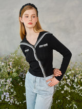 ダイアゴナルボタンニットカーディガン / Diagonal Button Knit Cardigan