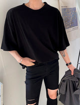 Round Neck Drop Shoulder Loose T-Shirt (6693244174454)