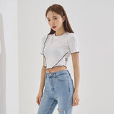 アンバランスクロップTシャツ/TOP(9190) VV Unbalance Crop Tee