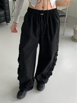 カーズサイドシャーリングツーウェイジョガーロングワイドパンツ /  Cards side shirring two-way jogger long wide pants