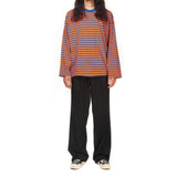 エンブロイダリーストライプロングスリーブ / EMBROIDERY STRIPE LONG SLEEVE blue/orange