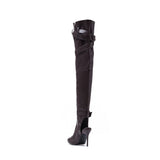 Buckle Strap Open Toe Boots Heel(Brown)