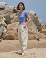 スクエアネック リベッドニット クロップトップ / SQUARE NECK RIBBED KNIT CROP TOP VERY PERI