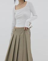 プリーツストリングラップスカート / Pleated string wrap skirt (2color)