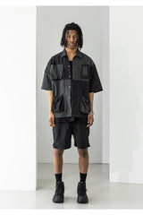 リップスタックポケットオーバーサイズドショートシャツ / LIPSTACK POCKET OVERSIZED SHORT SHIRTS (4552304558198)