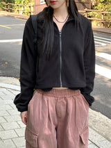 ラコベーシックストリングセミクロップフリースジップアップ