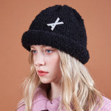 VA Brooch Melange Wool Rolling Beanie Blackmix
