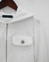 ミニポケットニットフードジップアップ / Mini pocket knit hood zip-up (2color)