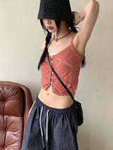 サリーボタンパンチングレイヤードニットノースリーブ / Sally button punching layered knit sleeveless