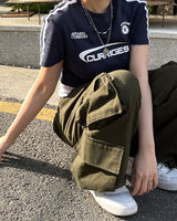 Y2k スポーティーレーシングクロップTシャツ