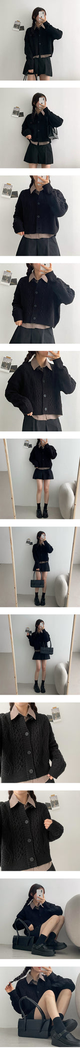 ピドボタンツイストニットカーディガン / Pido Button Twisted Knitted Cardigan