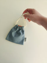 Two tone string pouch - skyblue gray S