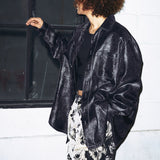 ステッチデティールシャイニーオーバーフィットシャツ/STITCH DETAIL SHINY OVERFIT SHIRT
