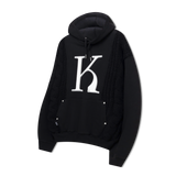 Mixed Fabric Knit KUYRI K Hoodie (Resort Black)