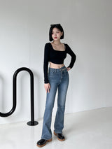 ウエストスリットブーツカットパンツ/no.2326 waist slit bootcut pants