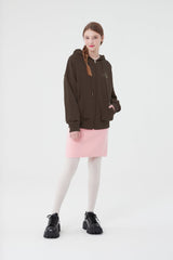 チェリーケーキ柄ジップアップフーディー／CHERRY CAKE PATTERN ZIP UP HOODIE [BROWN]