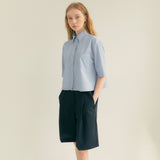 ツーボタンワンタックベルミューダパンツ / Two-Button One Tuck Bermuda Pants (Black)