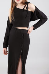 セット リボンノースリーブ&ボレロ / SET Ribbon Sleeveless Bolero Black