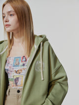 HEAVY WEIGHT OVERFITTED UNIVERSITY LOGO EMBROIDERY HOODIE ZIP UP_ SAGE GREEN (6682311295094)