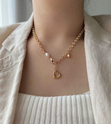 ボールドハート淡水パールネックレス2ウェイYチョーカーネックレス/hay Bold Heart Fresh Water Pearl Necklace Two Way y Choker Necklace