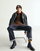 UNISEX MERINO WOOL CABLE KNIT ZIPUP M - MOCHA (6636048285814)