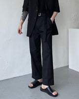マンスリネンツータックベルトスラックス / Month )  linen two-tuck belt slacks (3 colors)