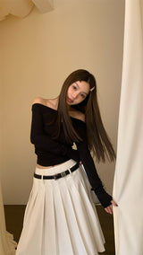 J warmer off-shoulder top