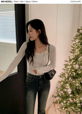 Lovely Ribbon Square Neck T-shirt (4color)