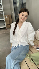 laceup white blouse