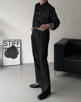 ECTフェイクデニムワイドパンツ / ECT Fake Denim Wide Pants (Set - Up / 1 color)