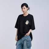 ミニベイビーフェイスキャットイヤープラグ半袖Tシャツ ブラック