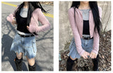フックリブドクロップドカーディガン / Hook Ribbed Cropped Cardigan