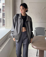 （UNISEX）ネブハイネックレザーブルゾン