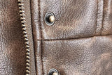 Collar boxy round leather jacket