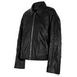 WRINKLE LEATHER SINGLE JACKET BLACK