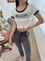 blur short sleeve cropped tee