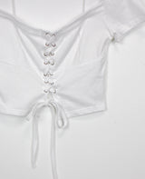 コルセットスクエアネックTシャツ / Corset Square Neck T-shirt (3color)