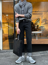 LMN レギュラーロールアップデニムパンツ / LMN Regular Roll-Up Denim Pants (Black)