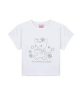 ゴーホームソサイエティキャットクロップTシャツ / GO HOME SOCIETY CAT CROP T SHIRT - WHITE