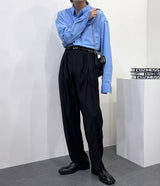 パイプ ピンタック スラックス / OWN Pipe pin tuck slacks (Set - up / 2 colors)