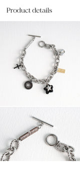 ユニークペンダントウィズボールドチェーンブレスレット/[Unisex] Unique pendant with bold chain bracelet