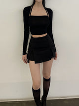 スリムボレロセット/010. Slim bolero set (black, white)