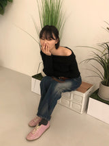 ドレープフェミニンショルダーコルギニット