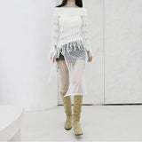 [NONCODE] Rumble Off-Shoulder Unbalanced Knitwear