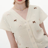 Ribbon Cardigan [Beige] (6593113653366)