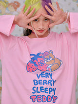 21SS Sleepy Teddy Long T-Shirt PINK (6552553259126)