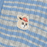 WITTY BUNNY STRIPE KNIT HOODIE [SKY BLUE]