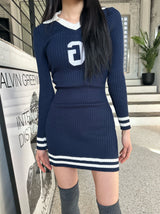 イブリブカラードレス/Eve ribbed collar dress