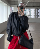 （UNISEX）グリッツボタンクロップレザーブルゾン