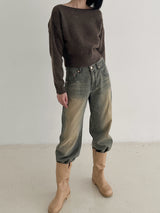 ソフトリップラインニット/Soft lip line knit (5color)
